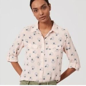 Loft pink pattern blouse size small